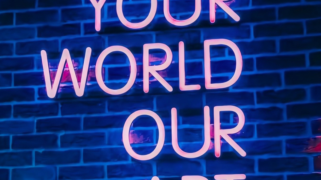 Обои неоновая вывеска, электронное устройство, ночь, развлечение, синий в разрешении 1366x768