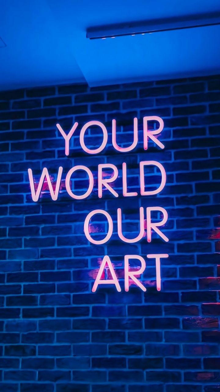 Обои неоновая вывеска, электронное устройство, ночь, развлечение, синий в разрешении 720x1280