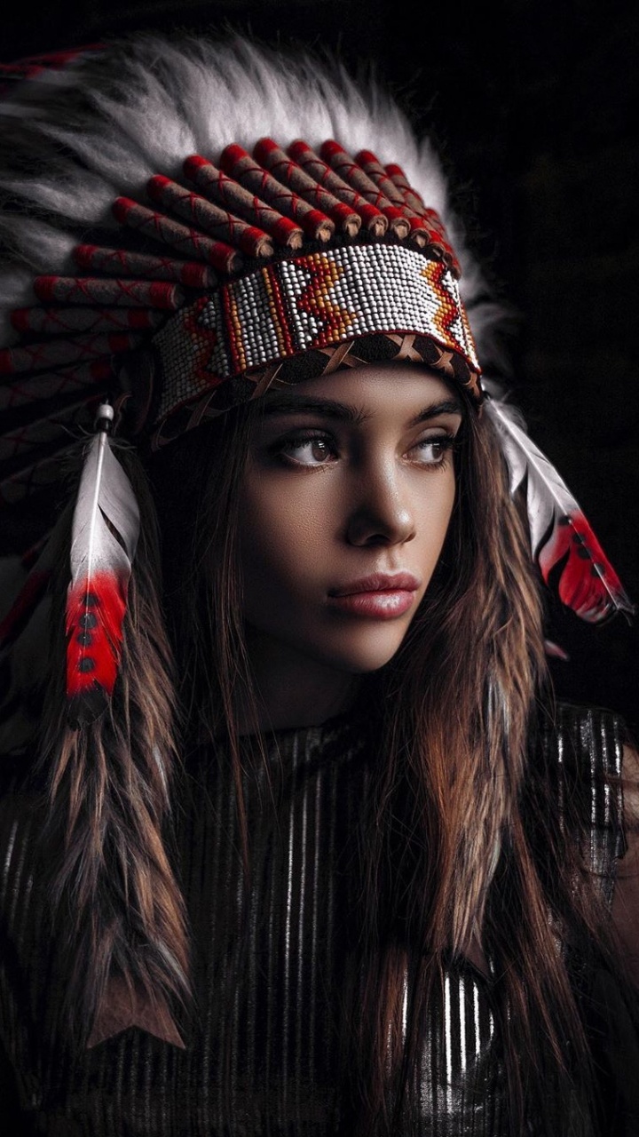 Обои портрет, местные народы, арт, коренные народы Америки, губа в разрешении 720x1280