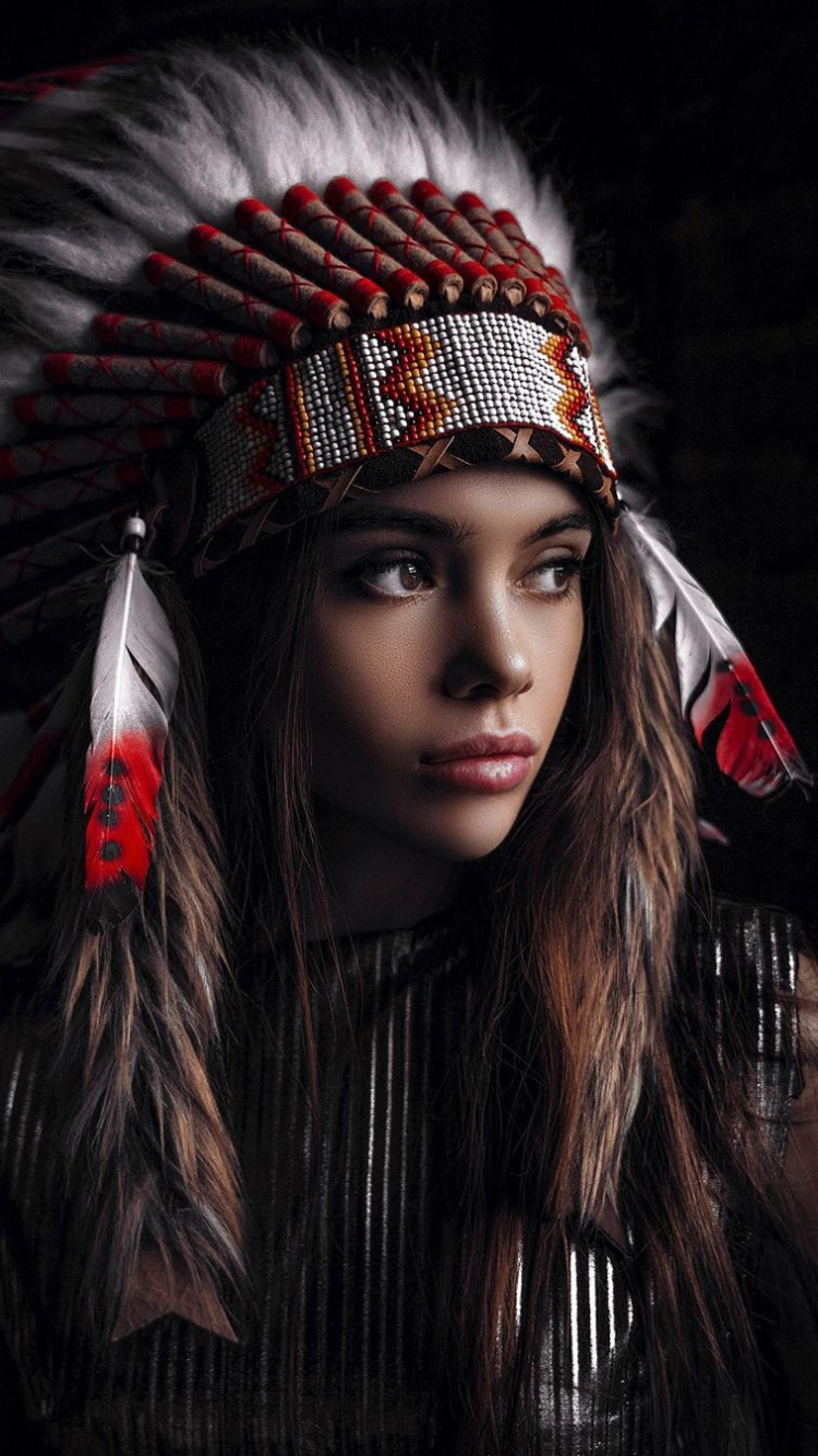 Обои портрет, местные народы, арт, коренные народы Америки, губа в разрешении 750x1334