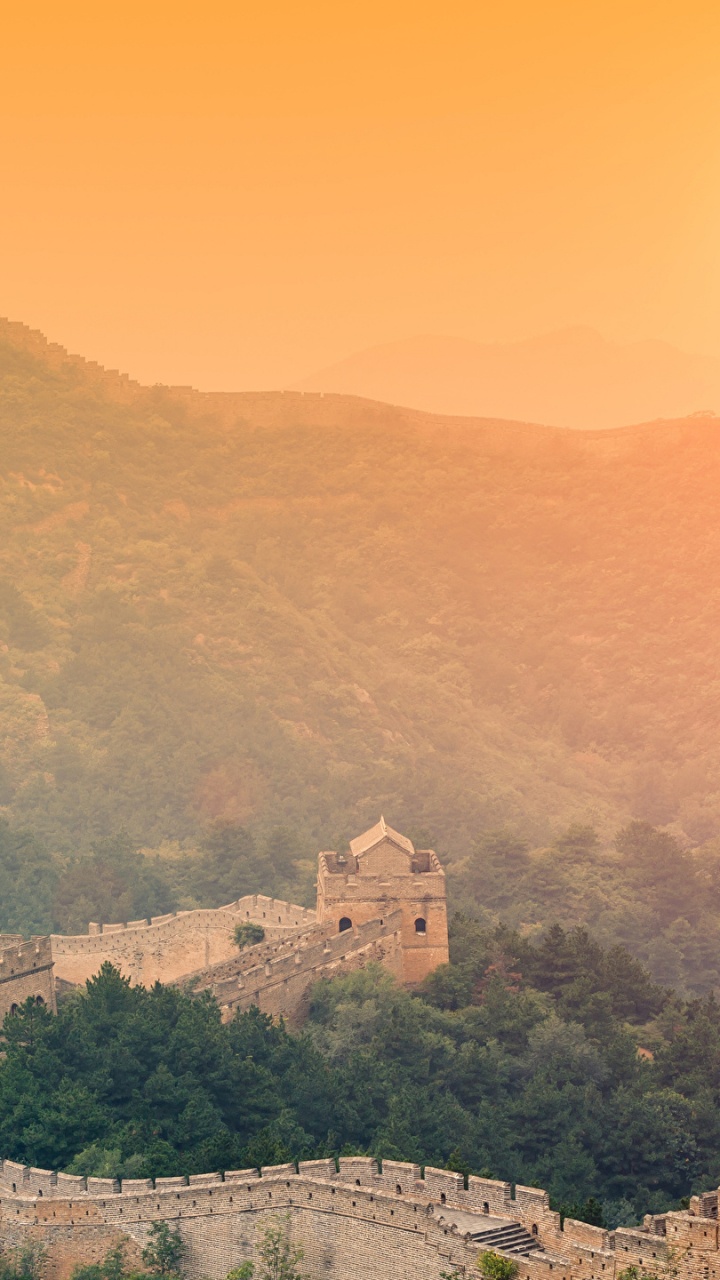 Обои великая Китайская стена, ориентир, историческое место, гора, утро в разрешении 720x1280