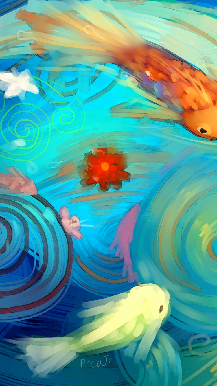 Обои абстрактное искусство, живопись, акриловая краска, позвоночное животное, акриловые краски в разрешении 750x1334