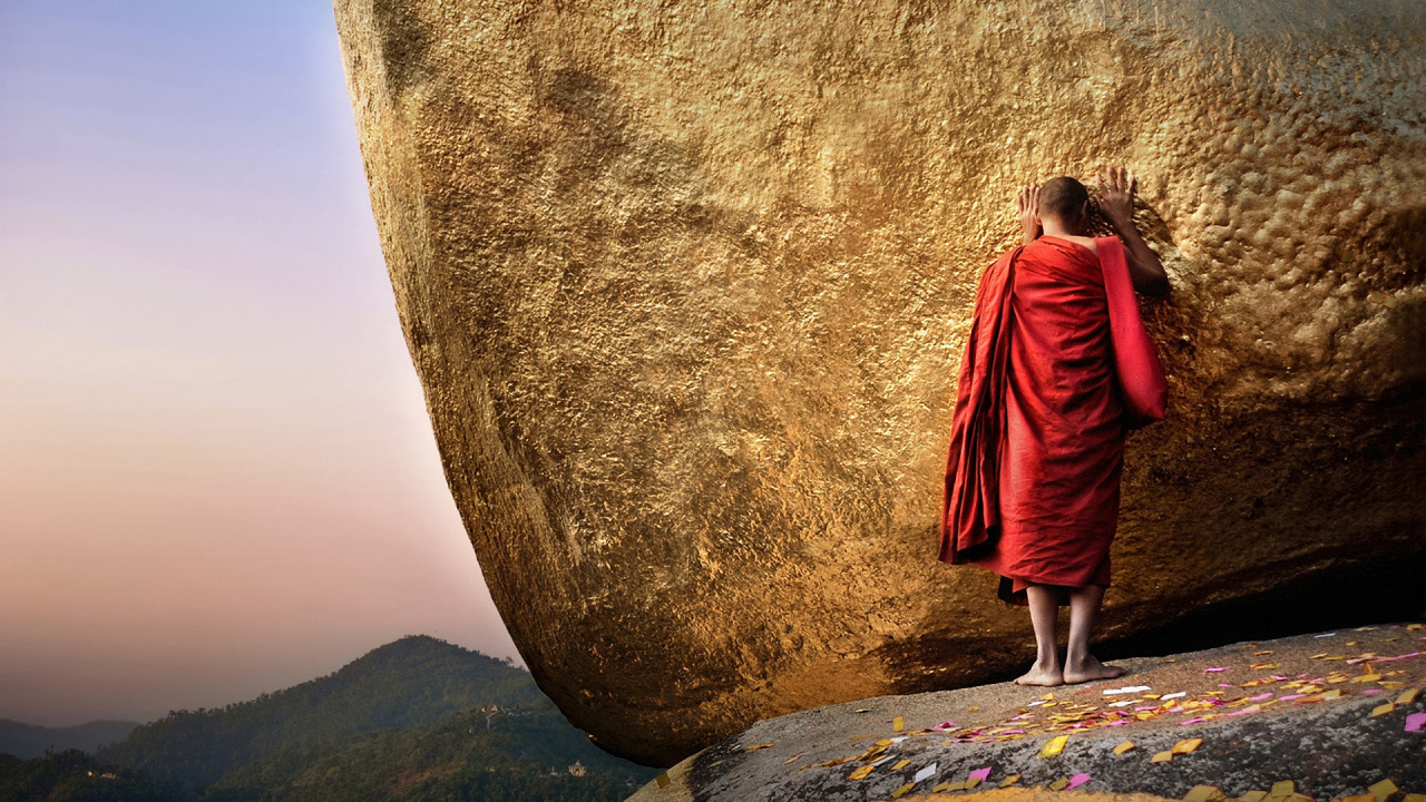 Обои рок, скалы, местность, буддизм, утро в разрешении 1280x720