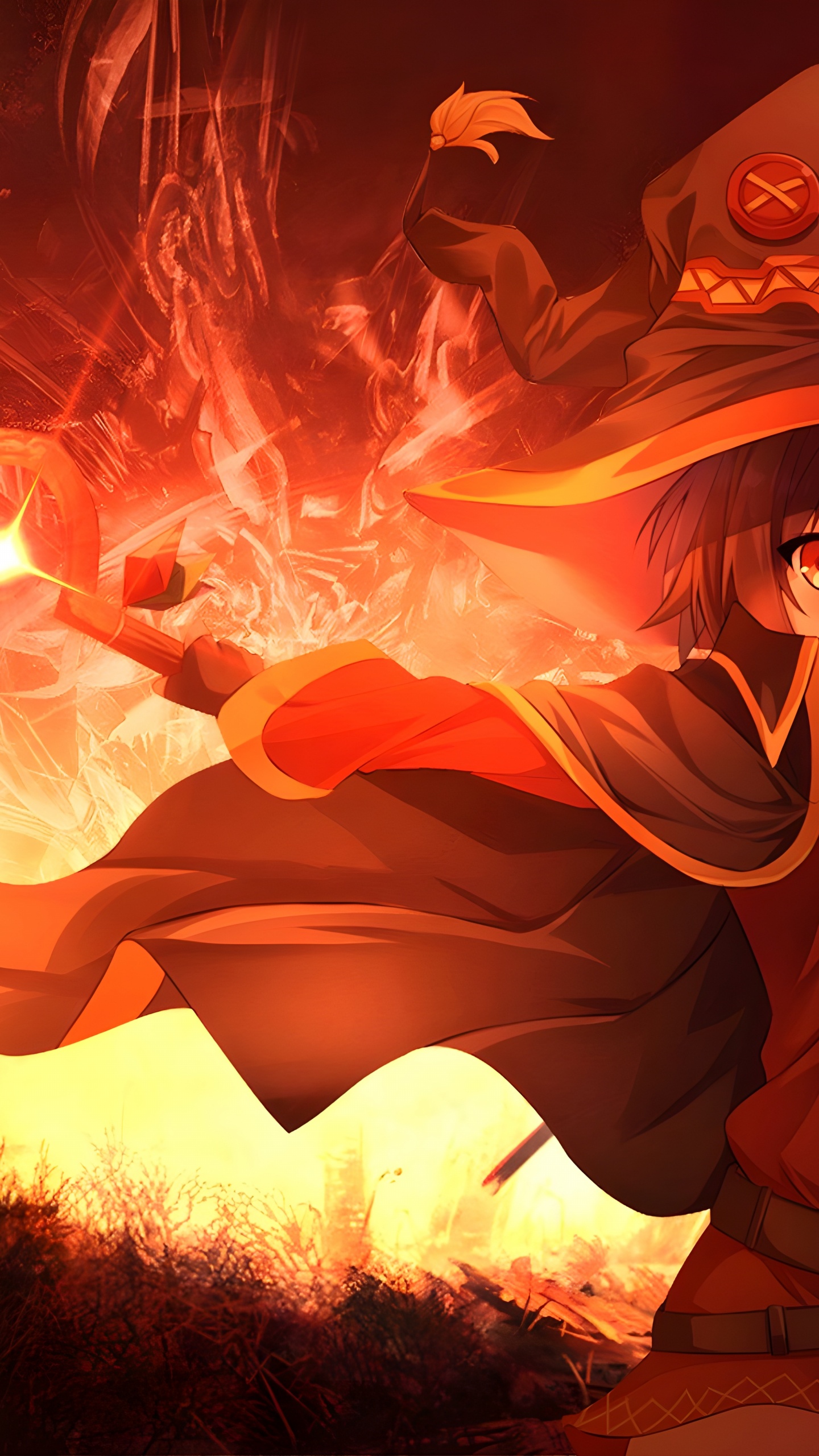 Обои Megumin, KonoSuba, аниме арт, аниме, мультфильм в разрешении 1440x2560
