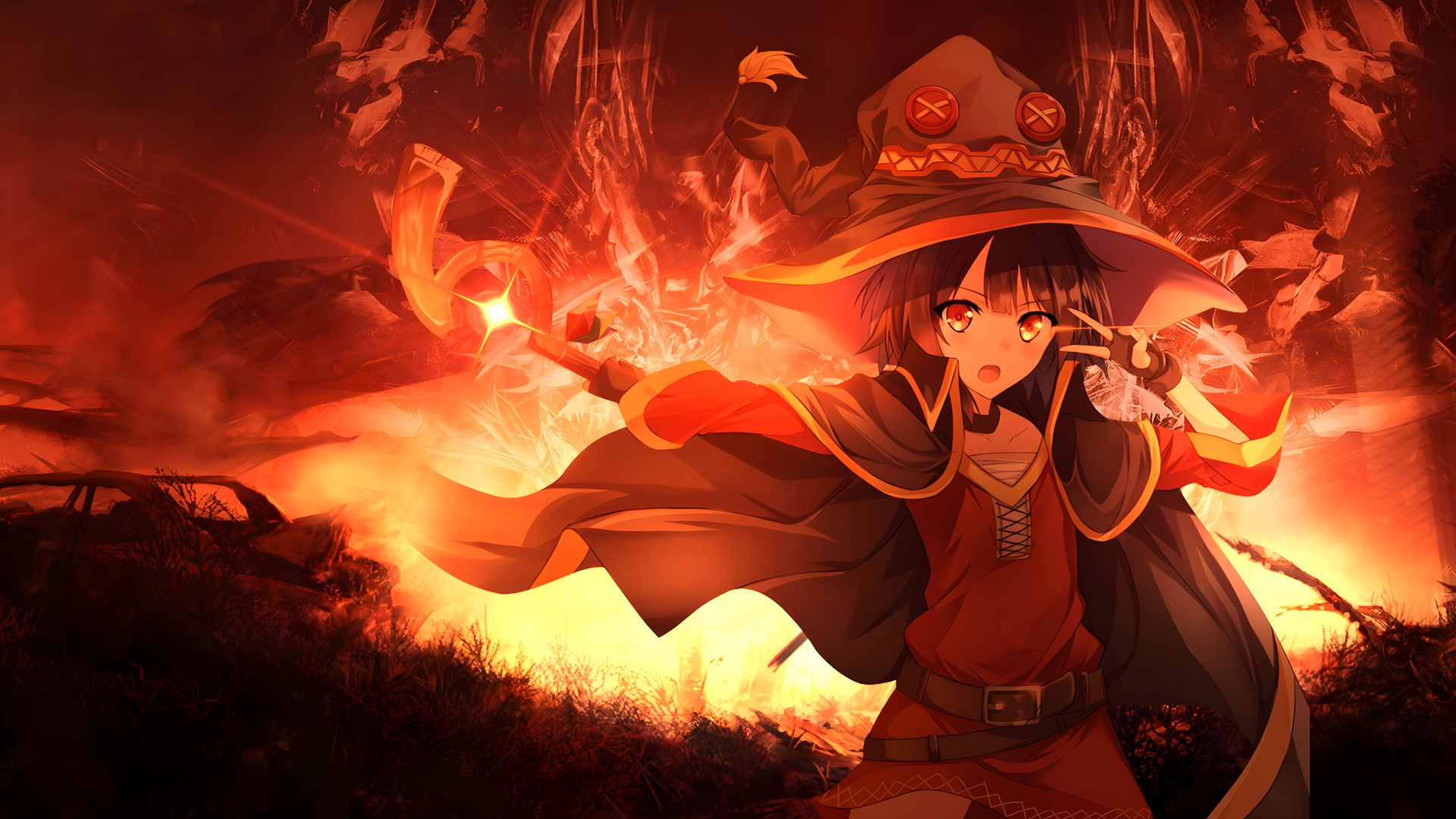 Обои Megumin, KonoSuba, аниме арт, аниме, мультфильм в разрешении 1920x1080