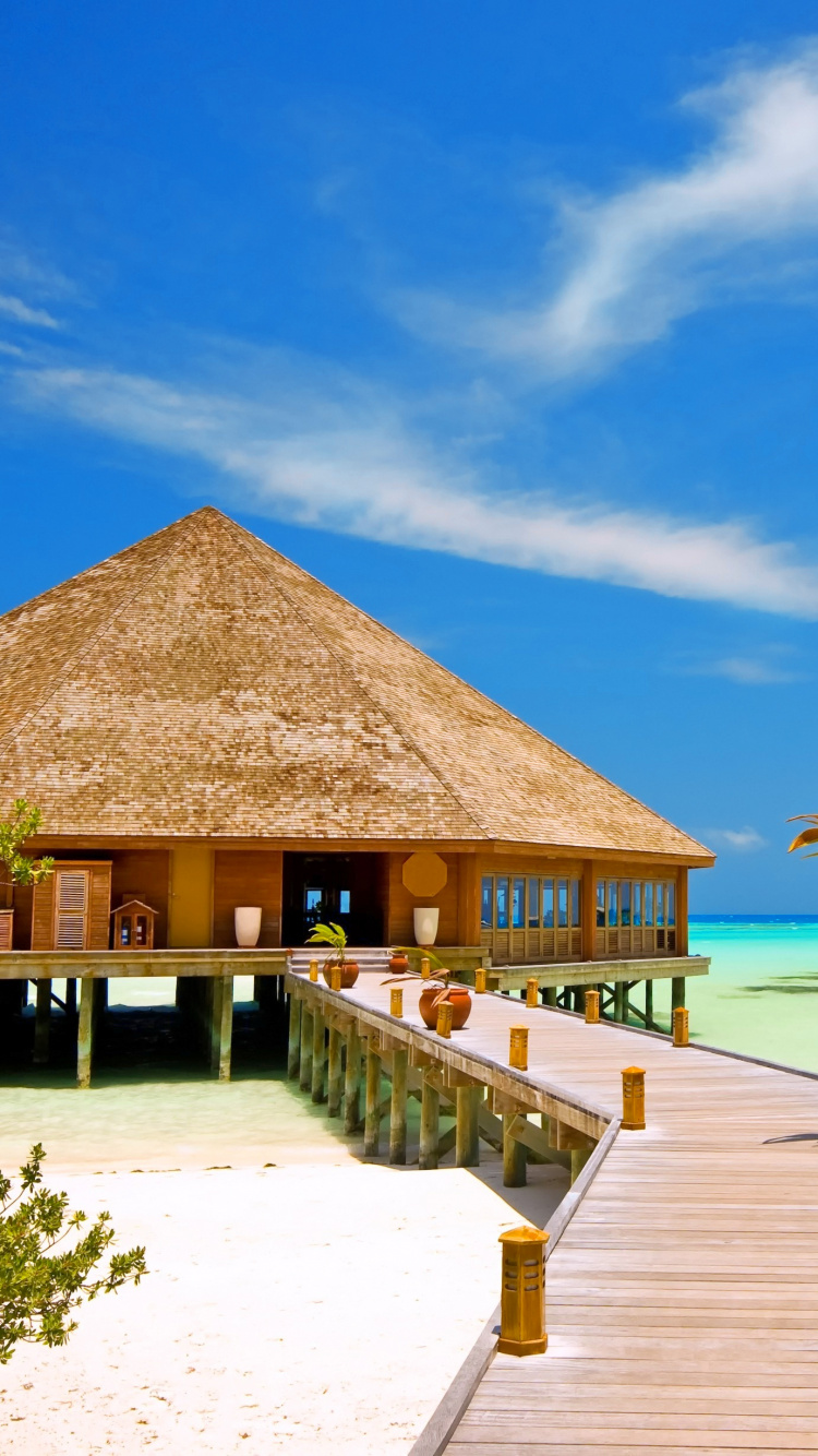 Обои пляж, хижина, прибежище, свойство, отпуск в разрешении 750x1334