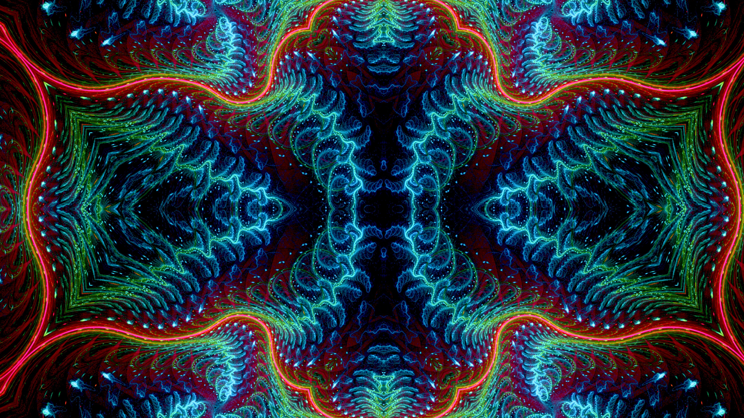 Обои графика, арт, калейдоскоп, психоделическое искусство, фрактал в разрешении 2560x1440