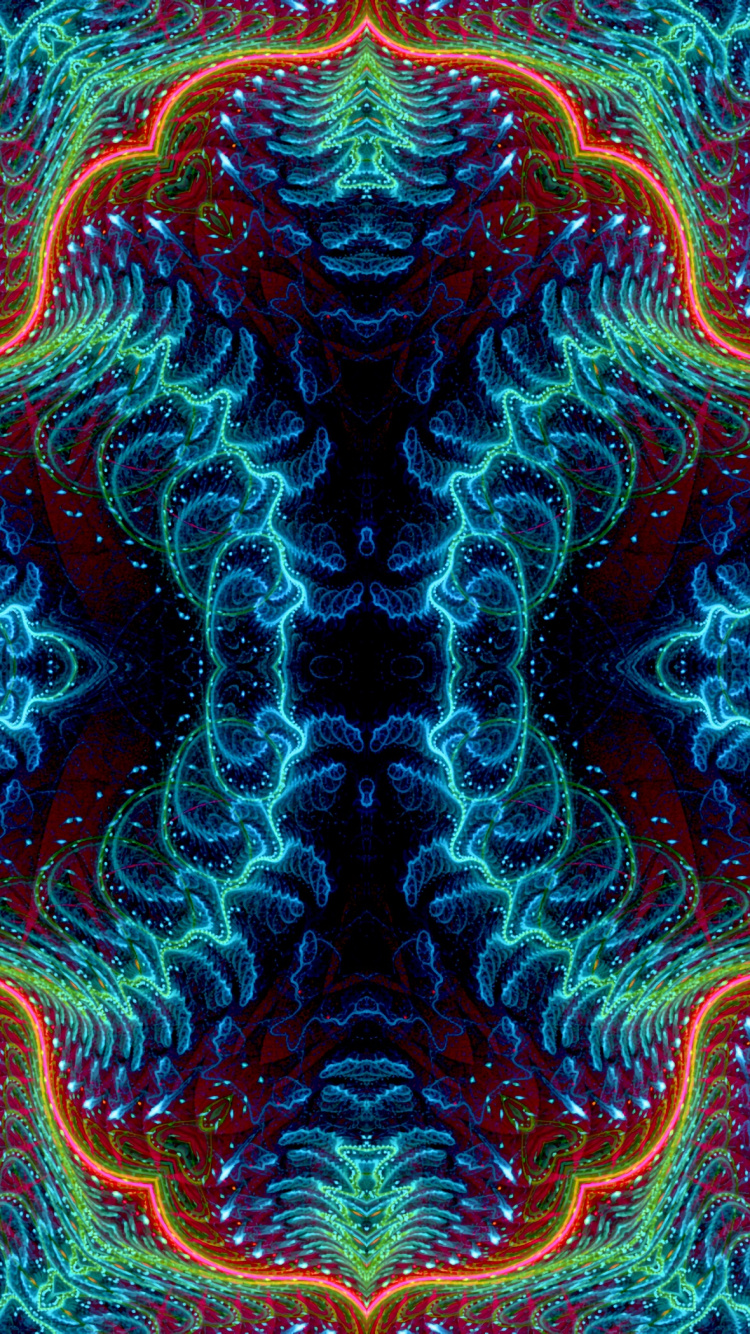 Обои графика, арт, калейдоскоп, психоделическое искусство, фрактал в разрешении 750x1334