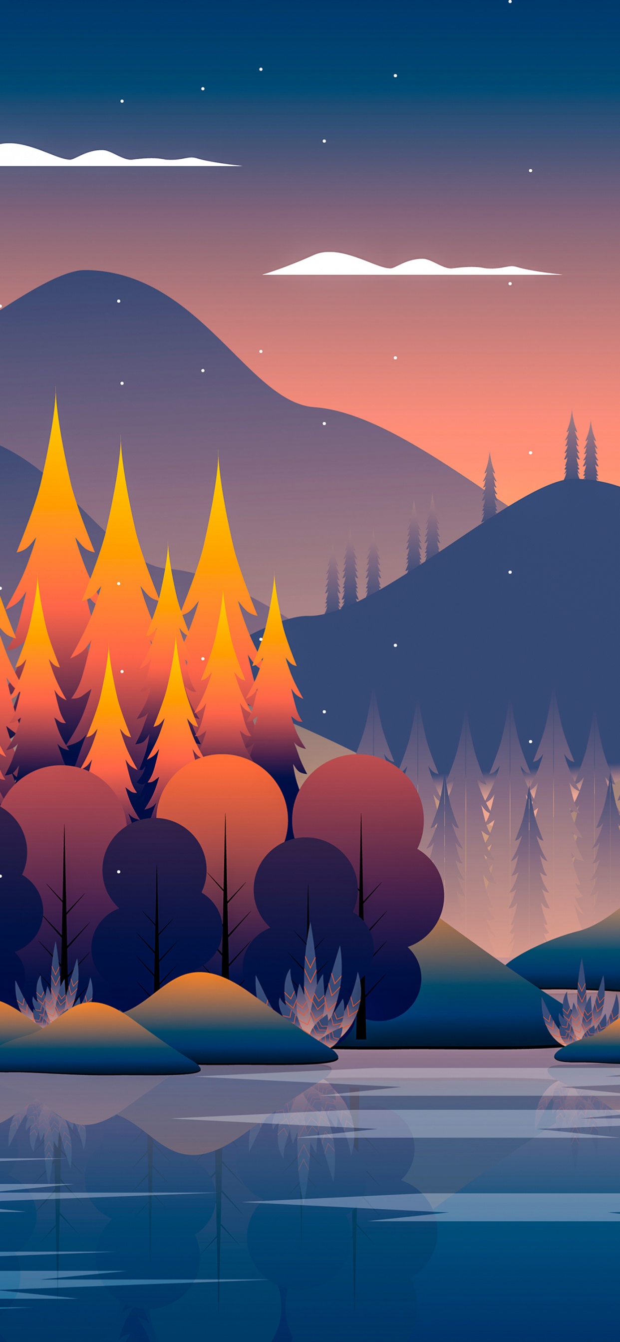 Обои пейзаж минималистский, арт, живопись, минимализм, пейзажная живопись в разрешении 1242x2688