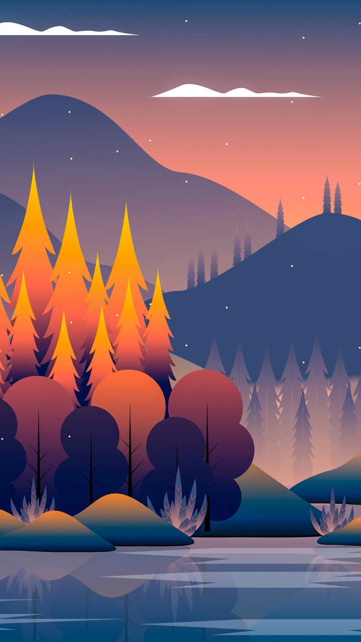 Обои пейзаж минималистский, арт, живопись, минимализм, пейзажная живопись в разрешении 720x1280