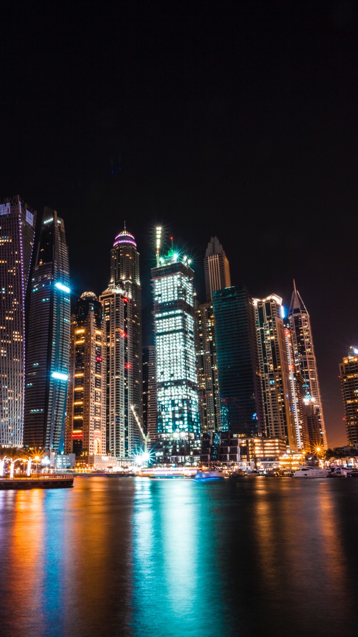 Обои Дубай Марина, город, городской пейзаж, метрополия, городской район в разрешении 720x1280