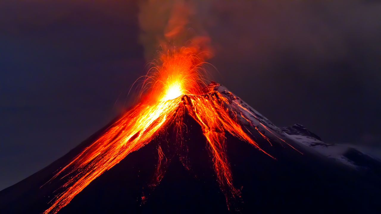 Обои Гора Агунг, вулкан, Тунгурауа, лава, типы вулканических извержений в разрешении 1280x720