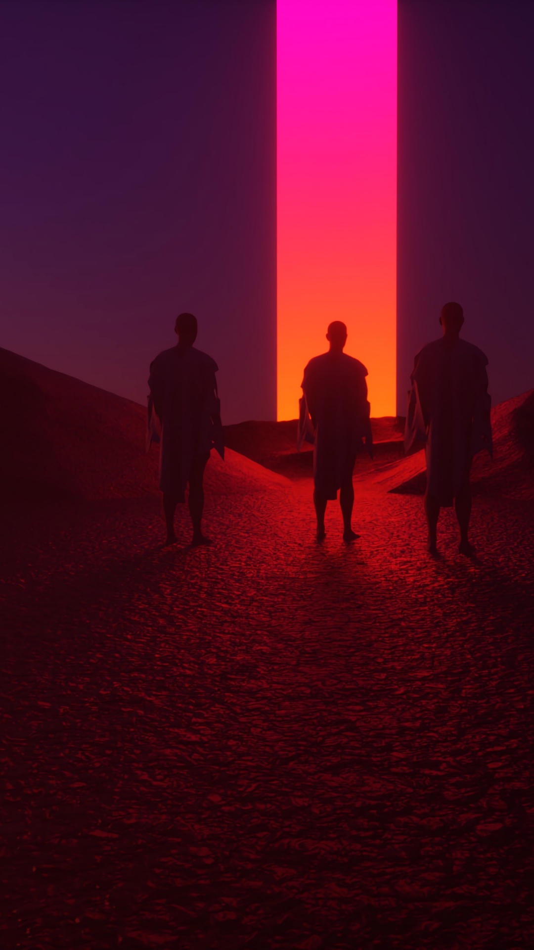 Обои красный цвет, пейзаж, горизонт, темнота, пурпур в разрешении 1080x1920