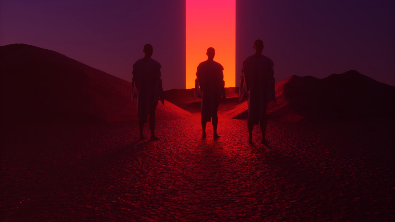 Обои красный цвет, пейзаж, горизонт, темнота, пурпур в разрешении 1280x720