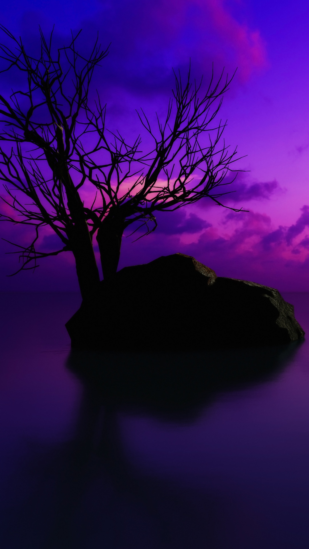 Обои закат, природа, природный ландшафт, Фиолетовый, пурпур в разрешении 1080x1920