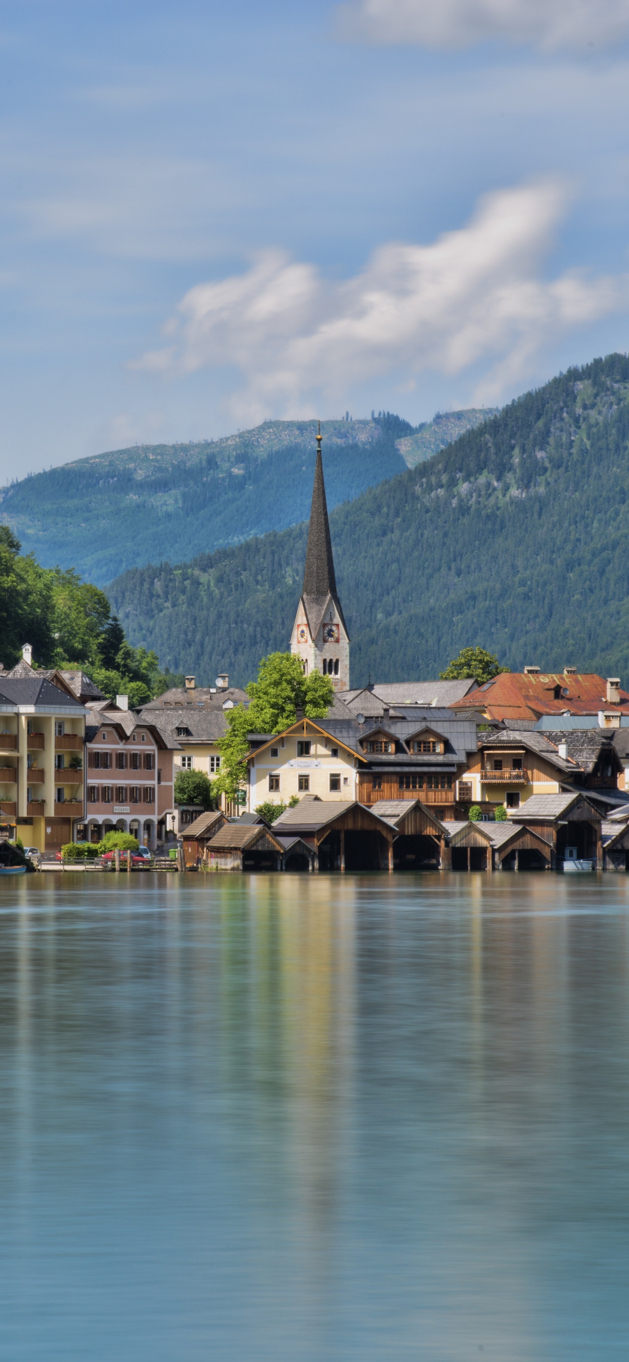 Обои гальштат, Эбензее, природный ландшафт, природа, вода в разрешении 1242x2688