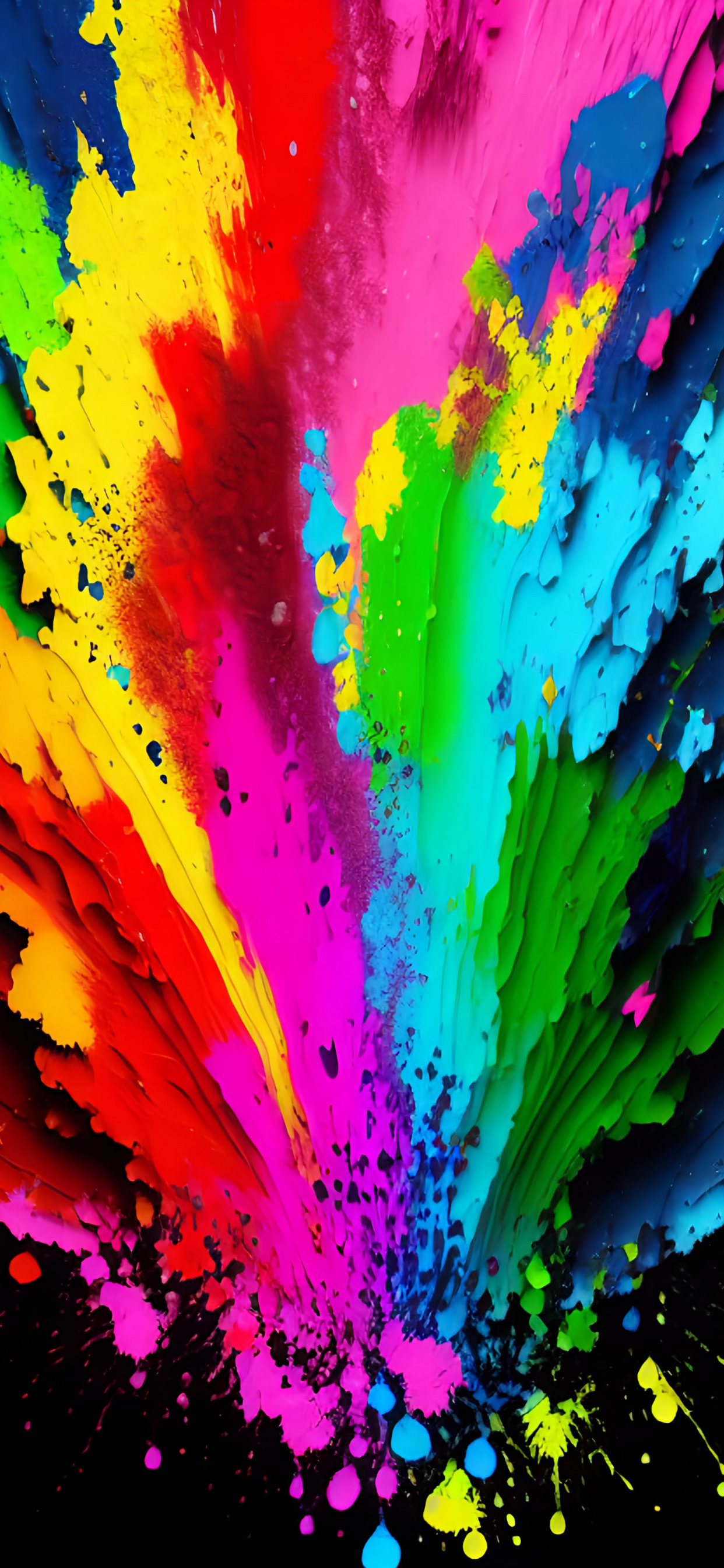 Обои арт, фрактальное искусство, акриловая краска, красочность, пурпурный цвет в разрешении 1242x2688