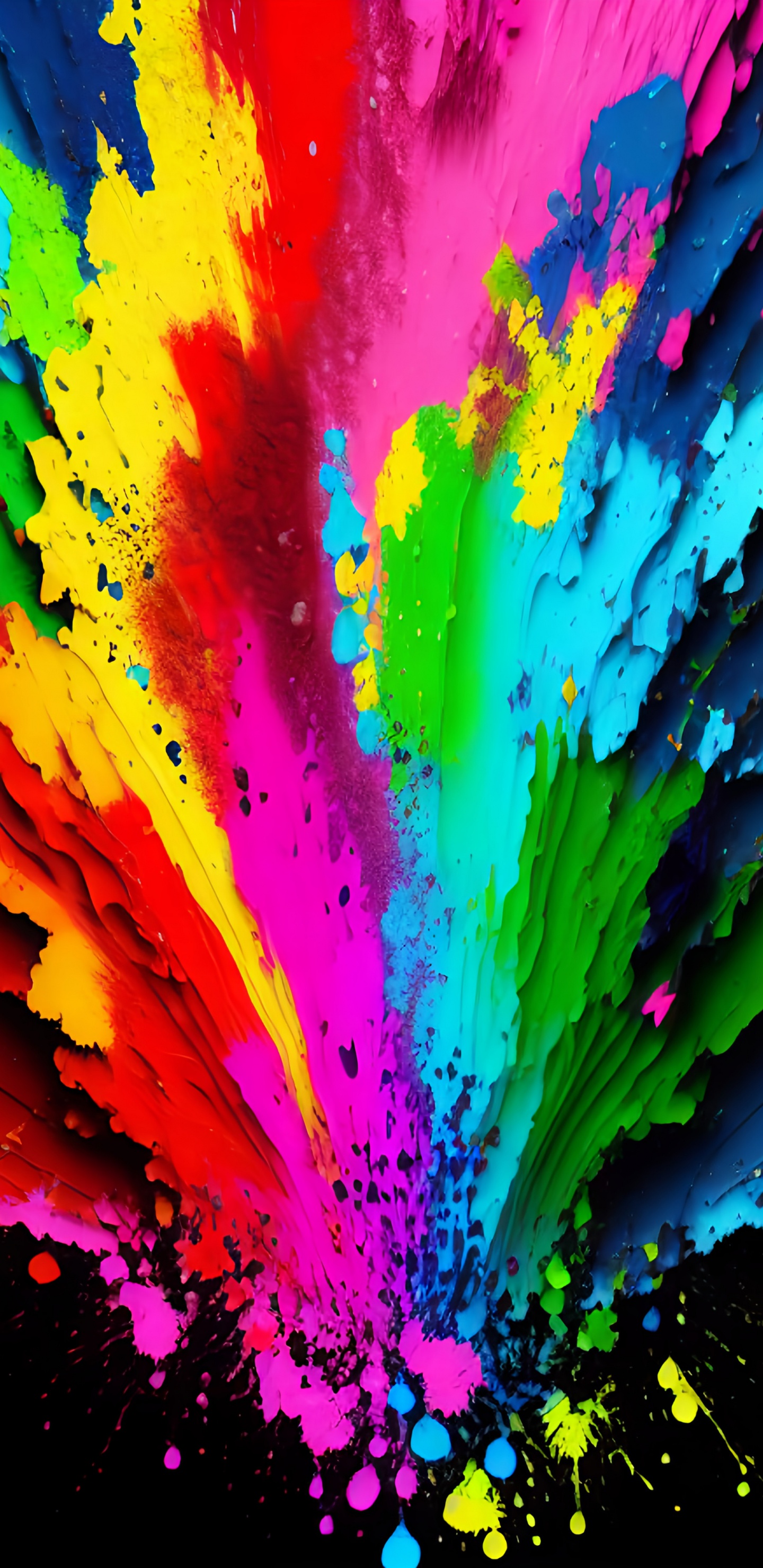 Обои арт, фрактальное искусство, акриловая краска, красочность, пурпурный цвет в разрешении 1440x2960