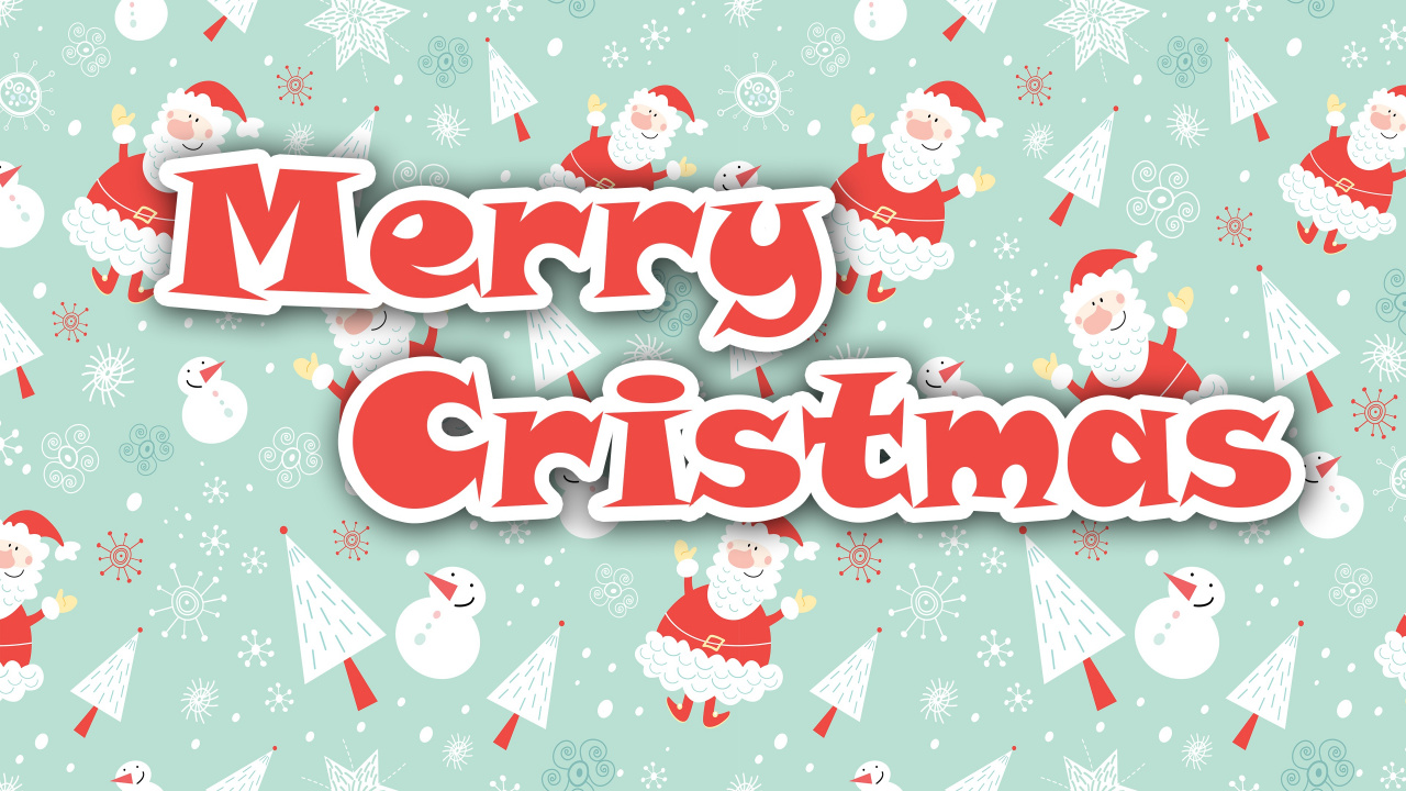 Обои Санта-Клаус, рождественский орнамент, Рождественский день, Дед Мороз, поздравительная открытка в разрешении 1280x720