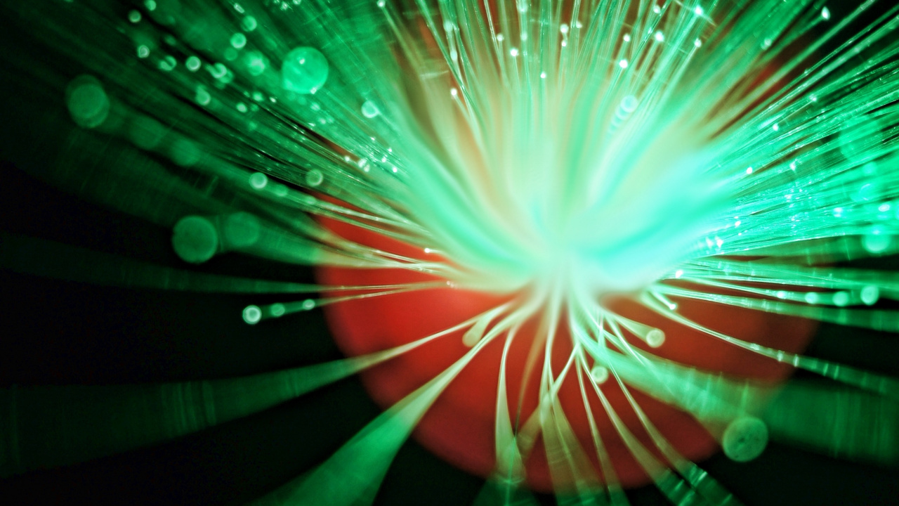 Обои лазер, оптическое волокно, зеленый, свет, технологии в разрешении 1280x720