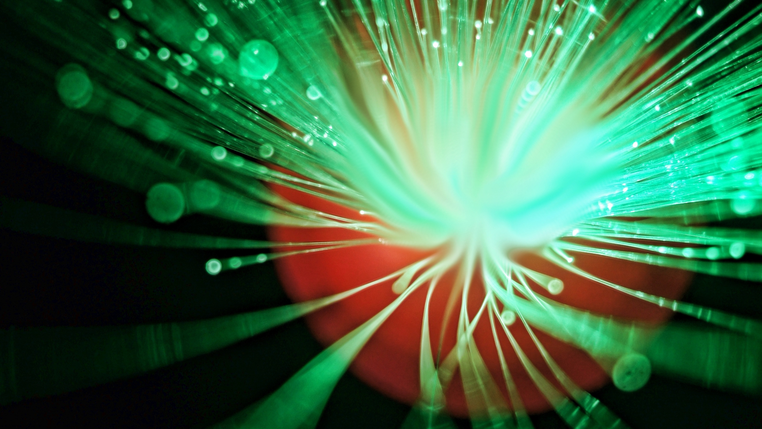 Обои лазер, оптическое волокно, зеленый, свет, технологии в разрешении 2560x1440