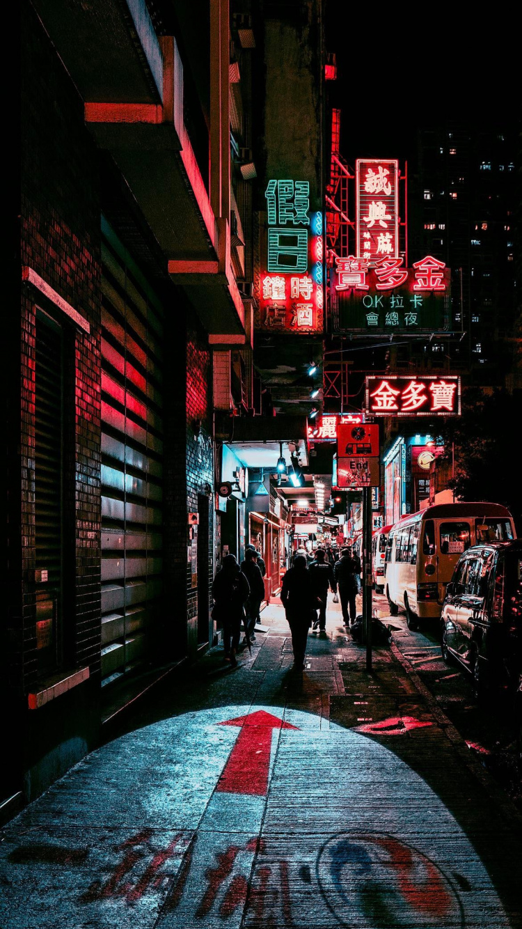 Обои ночь, здание, свет, автомобильное освещение, инфраструктура в разрешении 750x1334