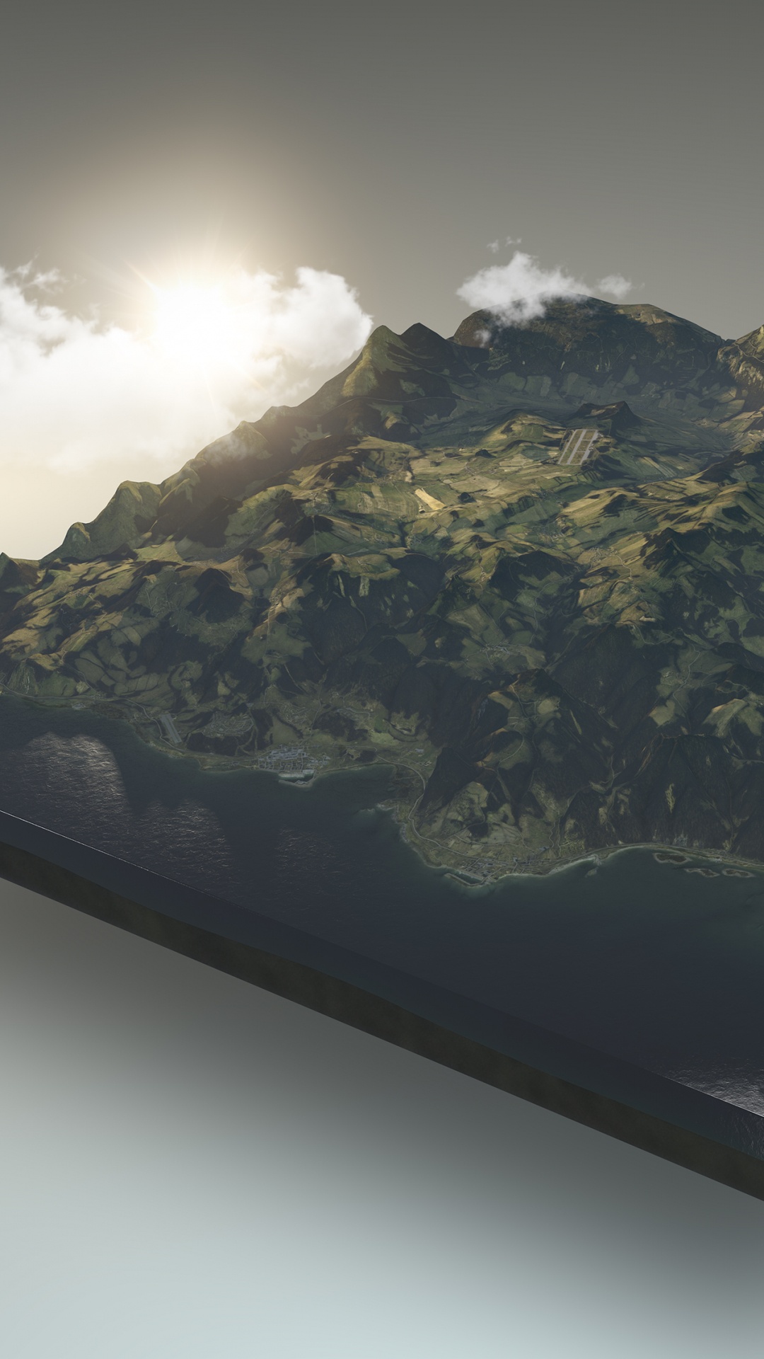 Обои зелень, облака, квадрат, карта в разрешении 1080x1920