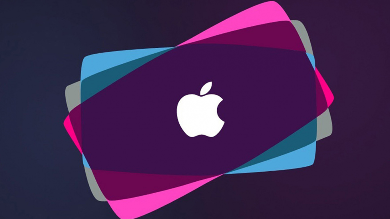 Обои apple, лого, розовый, графический дизайн, иллюстрация в разрешении 1366x768