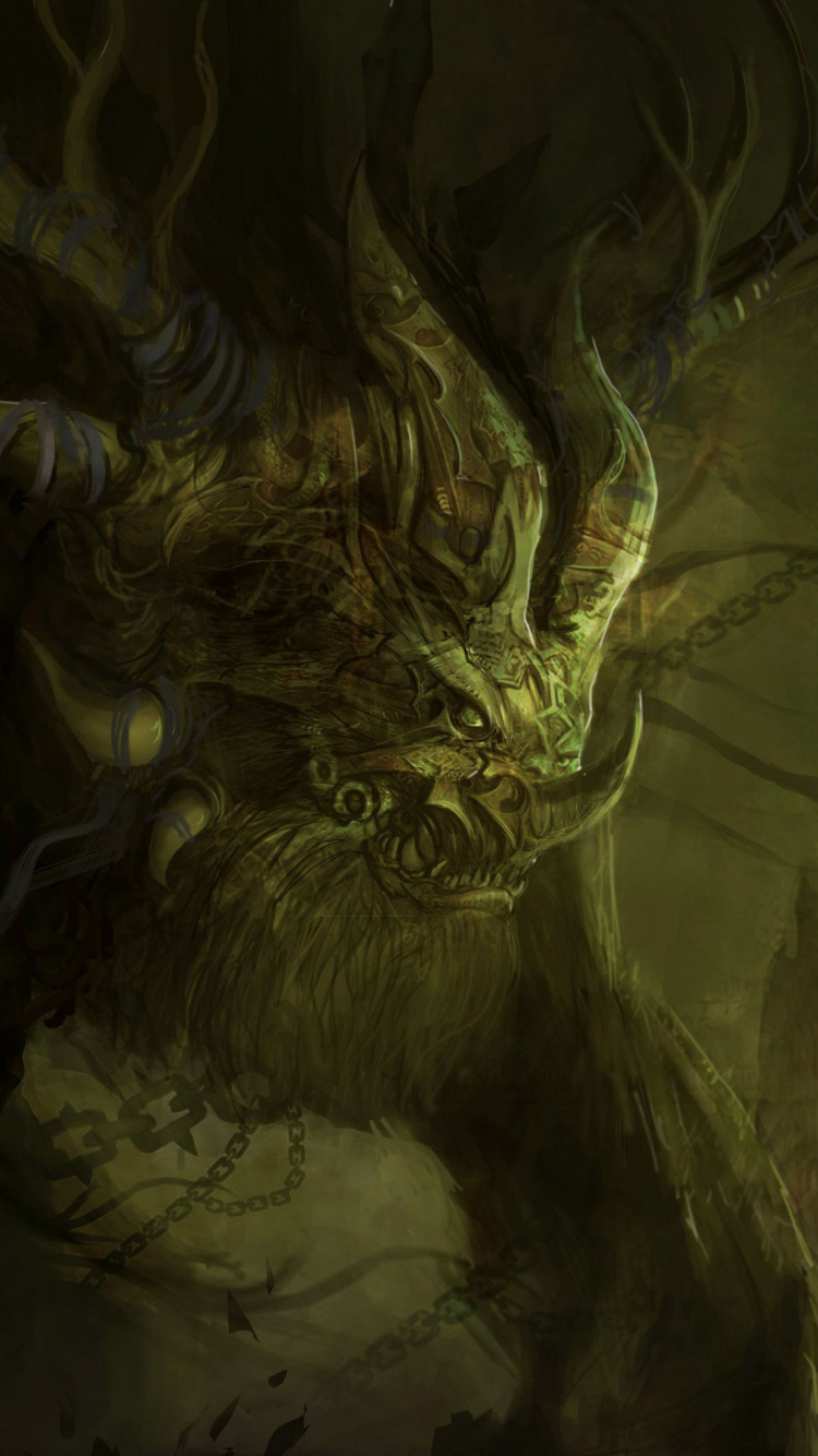 Обои монстр, морское чудовище, гигант, темнота, демон в разрешении 750x1334