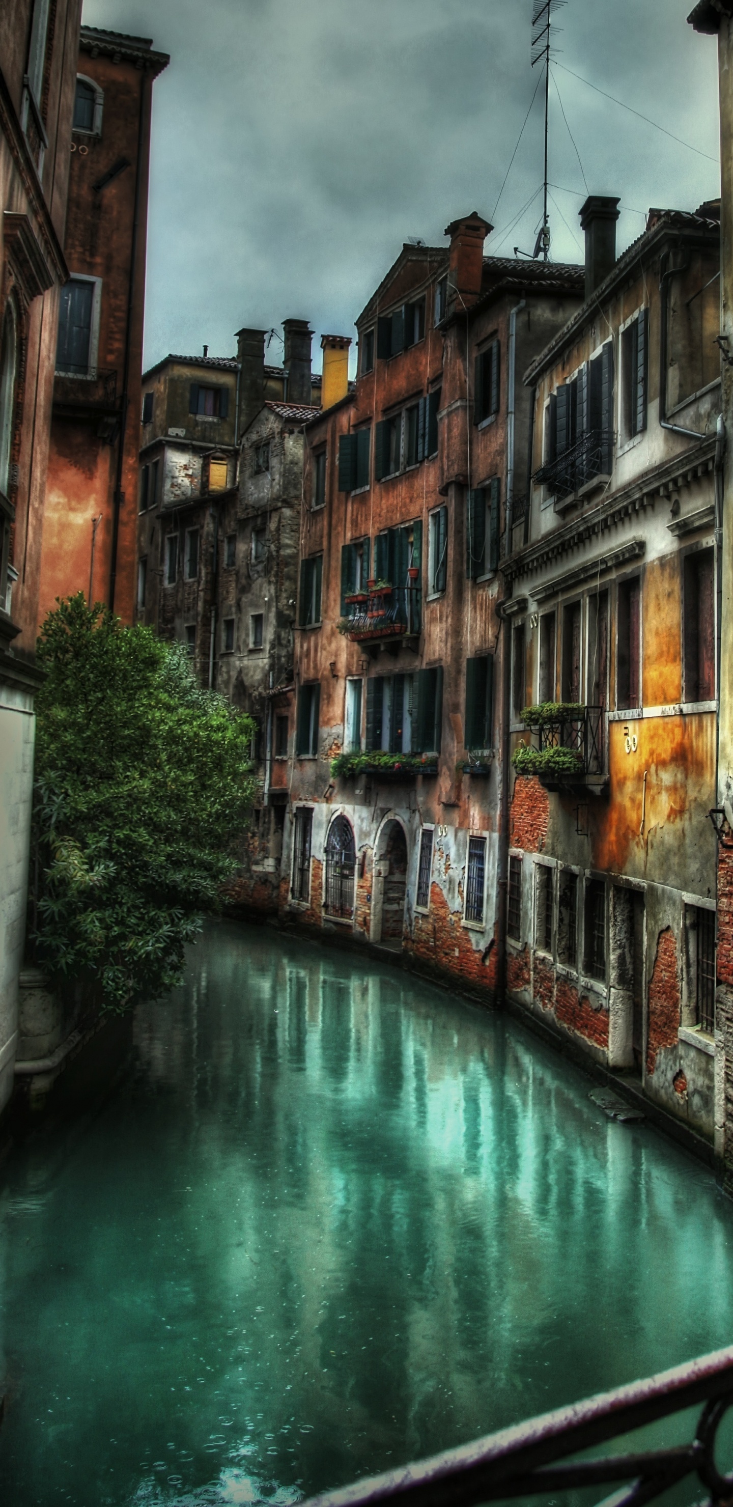 Обои водный путь, канал, городок, вода, здание в разрешении 1440x2960