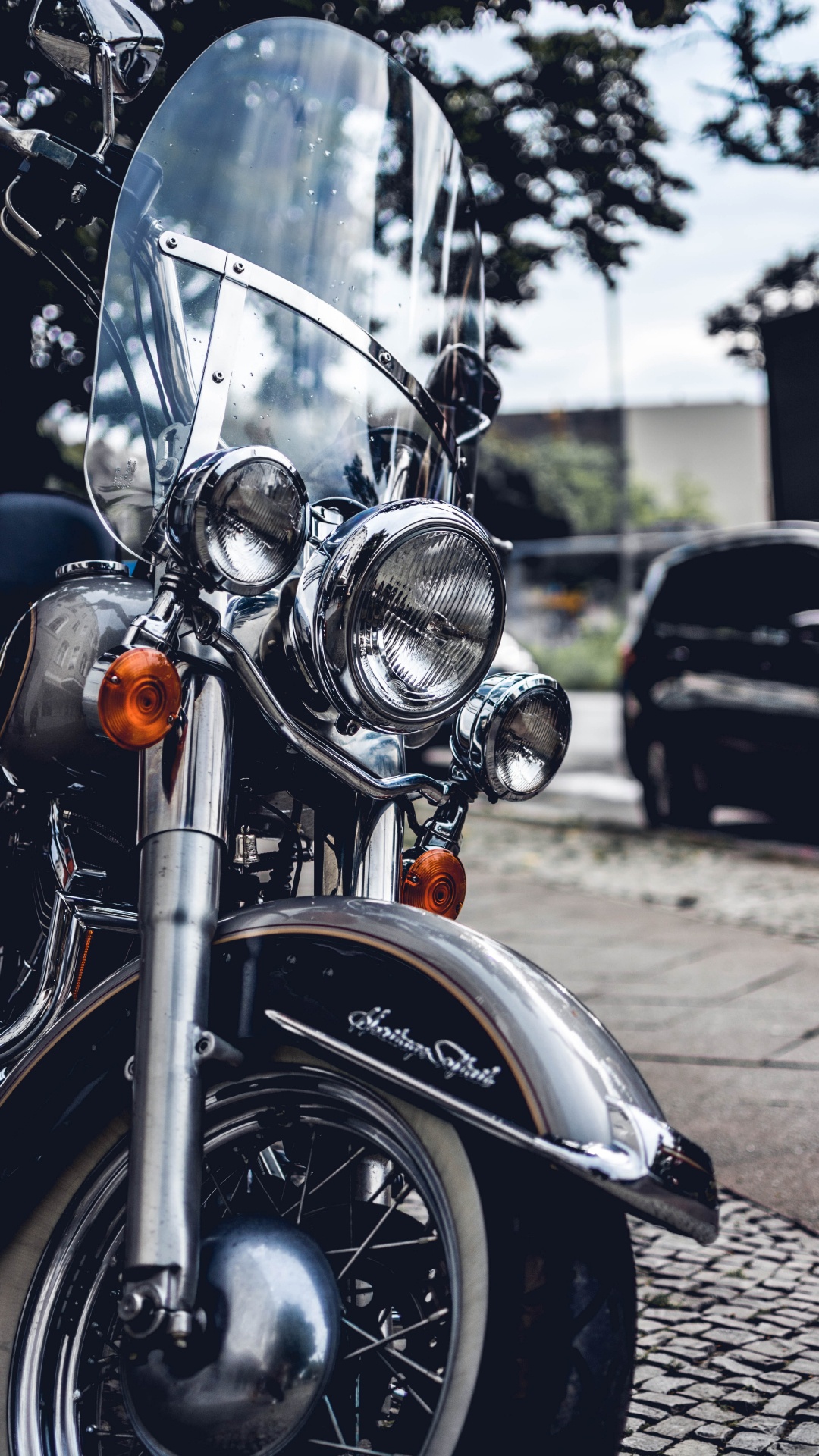 Обои мотоцикл, туристический мотоцикл, Чоппер, автомобильное освещение, автомобильный дизайн в разрешении 1080x1920