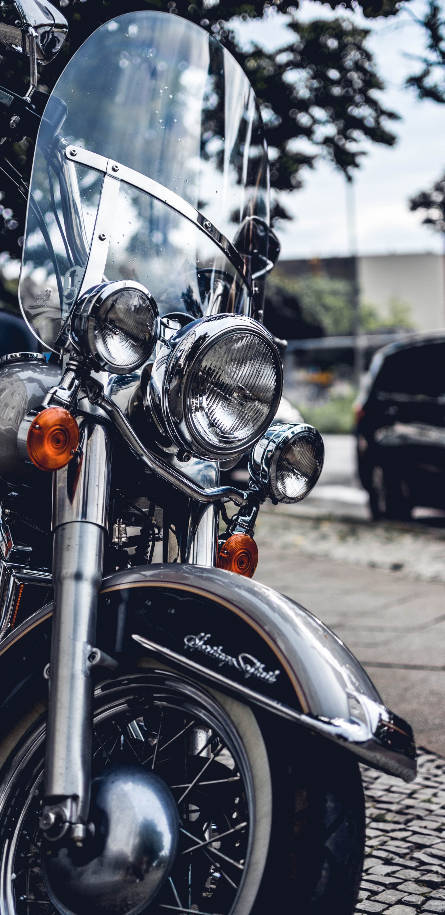 Обои мотоцикл, туристический мотоцикл, Чоппер, автомобильное освещение, автомобильный дизайн в разрешении 1440x2960