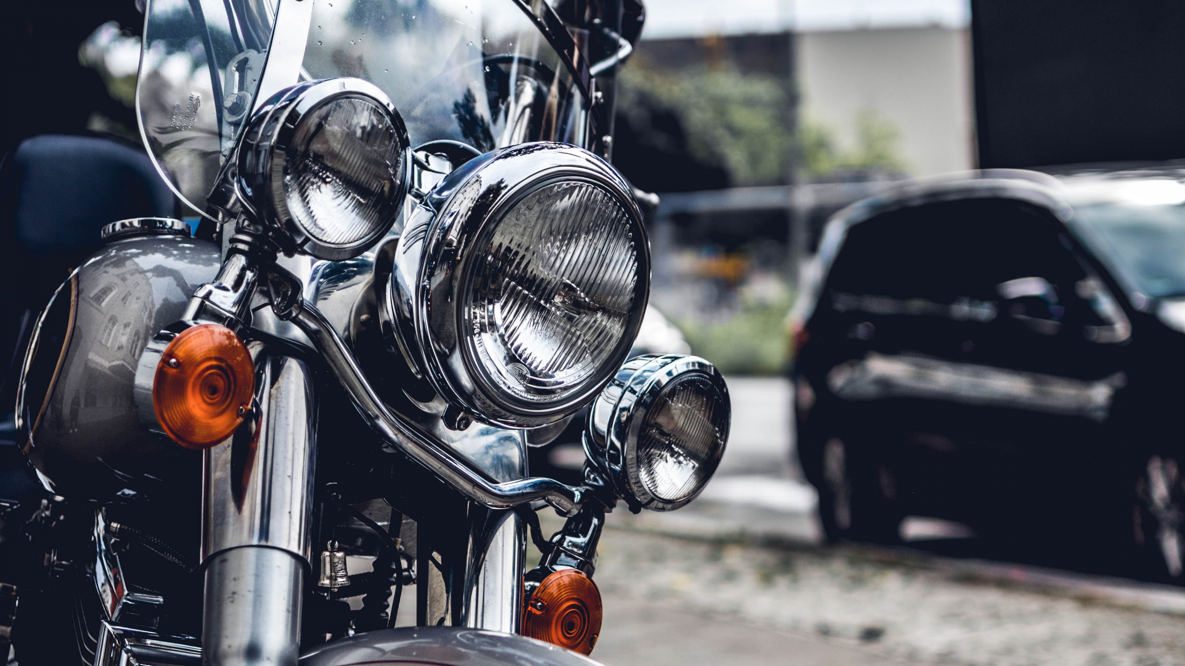 Обои мотоцикл, туристический мотоцикл, Чоппер, автомобильное освещение, автомобильный дизайн в разрешении 3840x2160