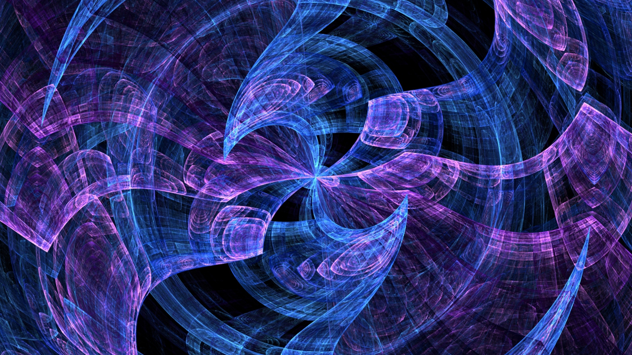 Обои синий, пурпур, Фиолетовый, фрактальное искусство, узор в разрешении 1280x720