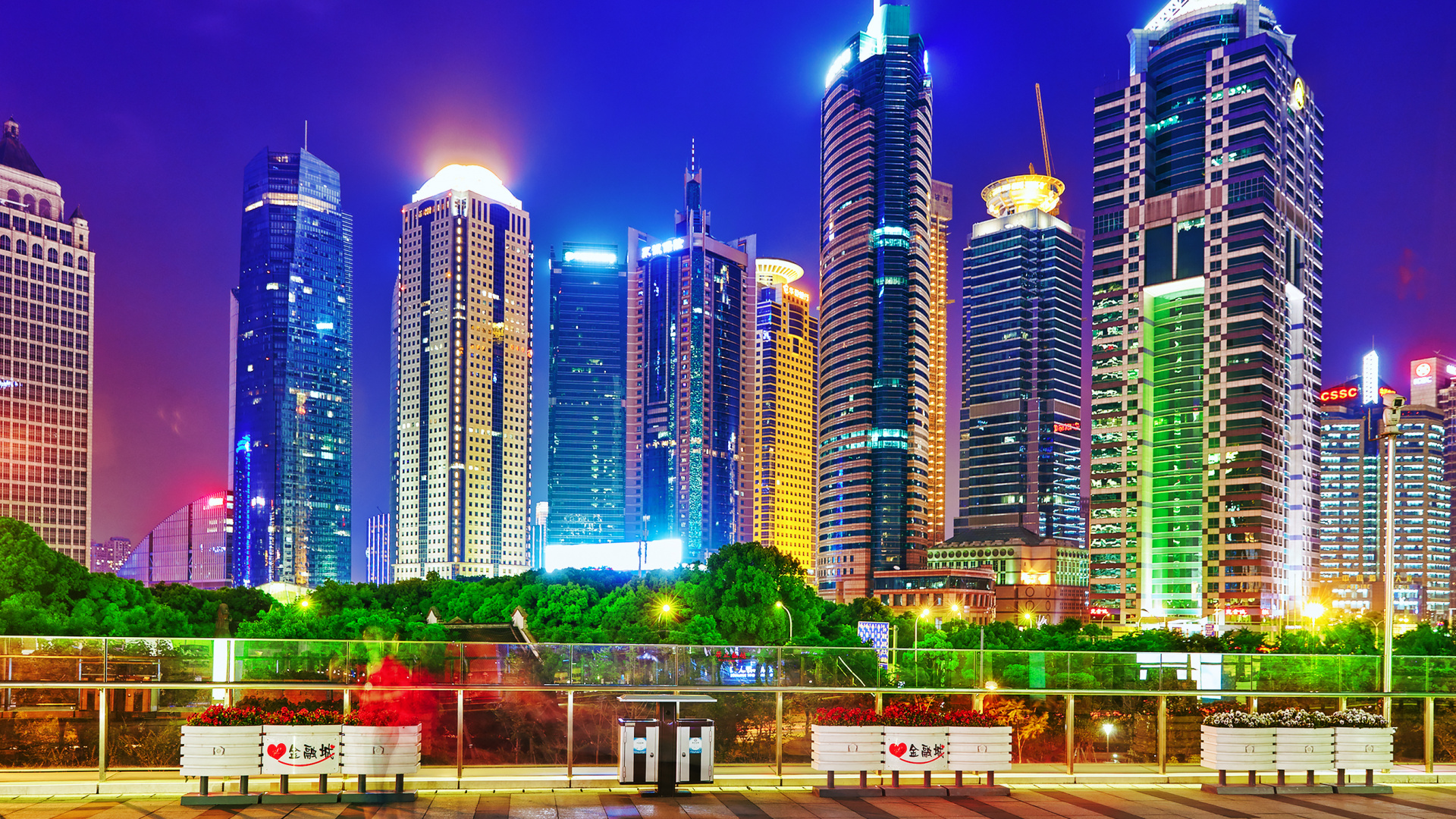 Обои Пудун, Гуанчжоу, небоскреб, городской пейзаж, город в разрешении 1920x1080
