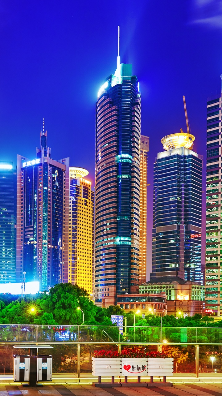 Обои Пудун, Гуанчжоу, небоскреб, городской пейзаж, город в разрешении 720x1280