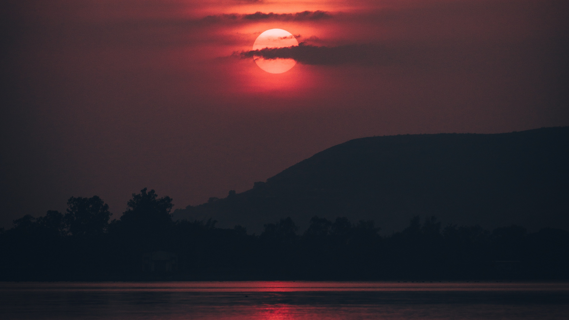 Обои горизонт, послесвечение, облако, золотой час, сумрак в разрешении 1920x1080