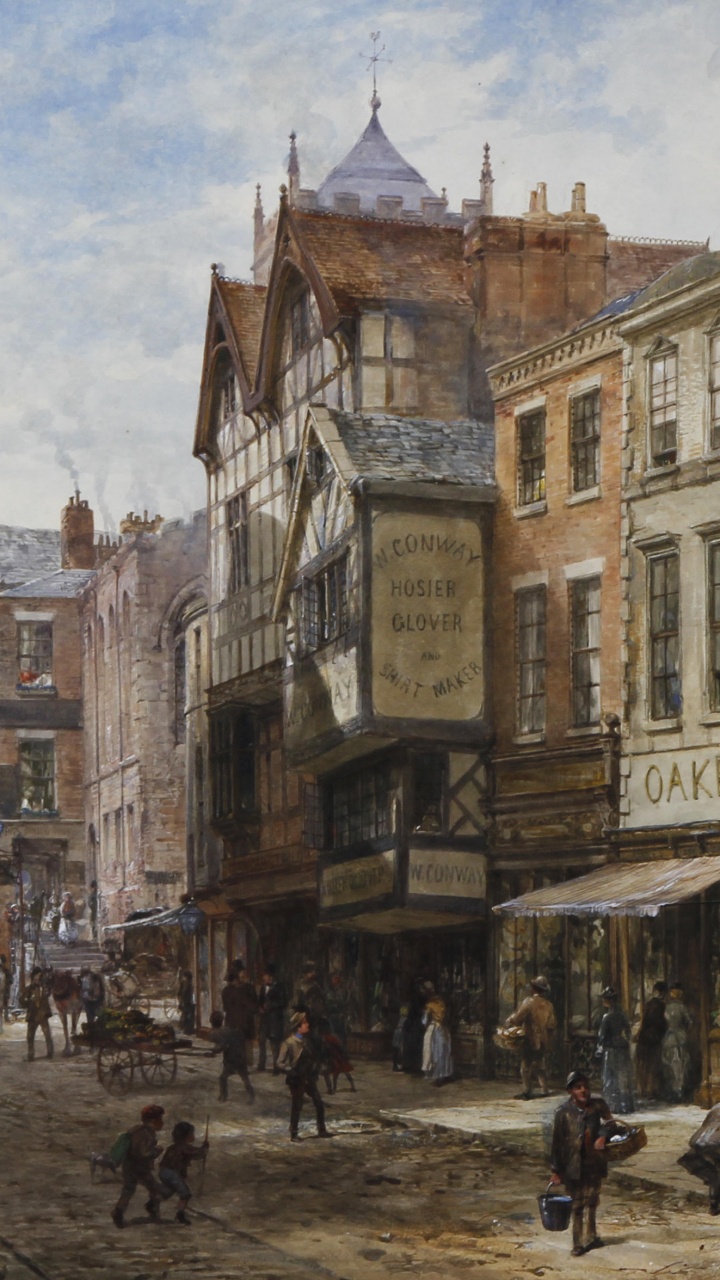 Обои история, живопись, городок, город, здание в разрешении 720x1280