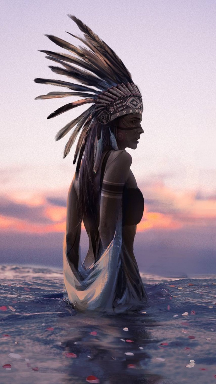 Обои цифровое искусство, вода, крыло, океан, горизонт в разрешении 720x1280