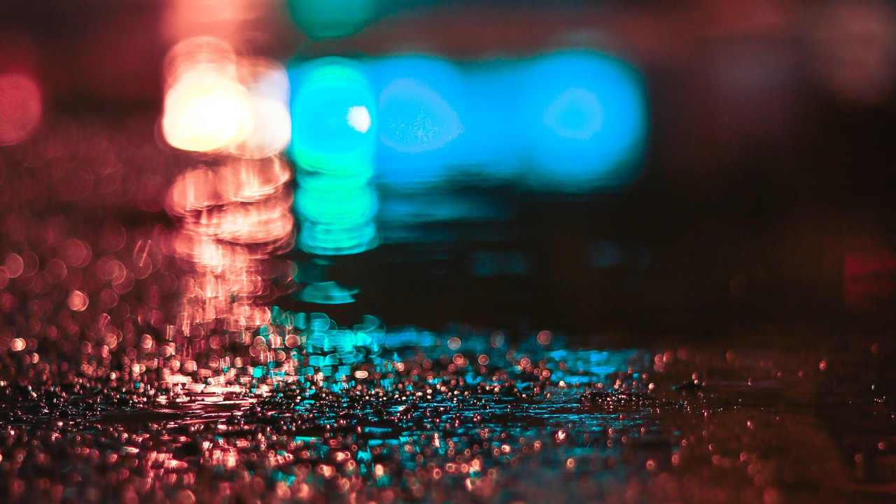 Обои боке, синий, вода, свет, освещение в разрешении 1280x720