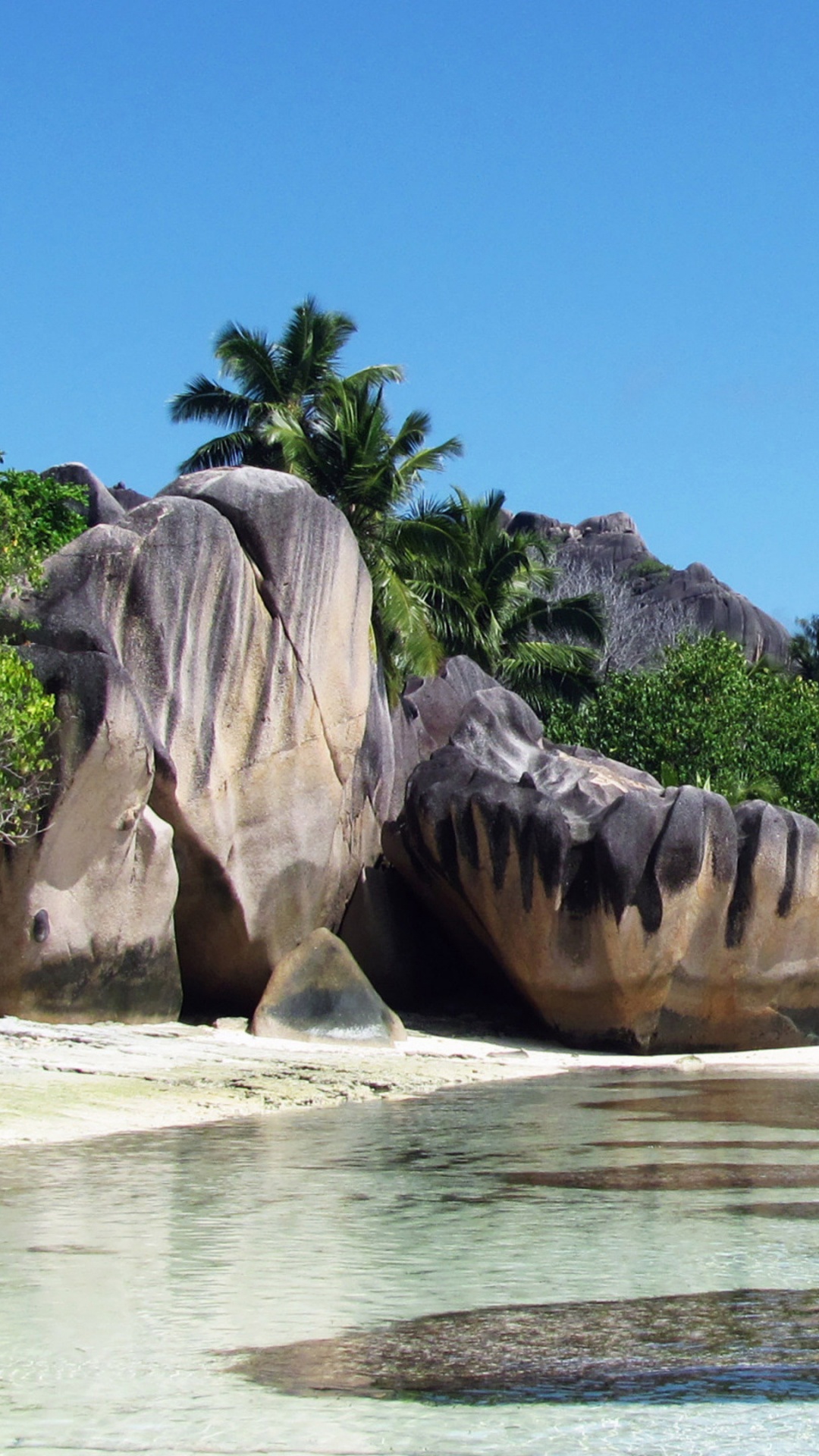 Обои ла диг, Анс даржан источник, пляж, рок, вода в разрешении 1080x1920