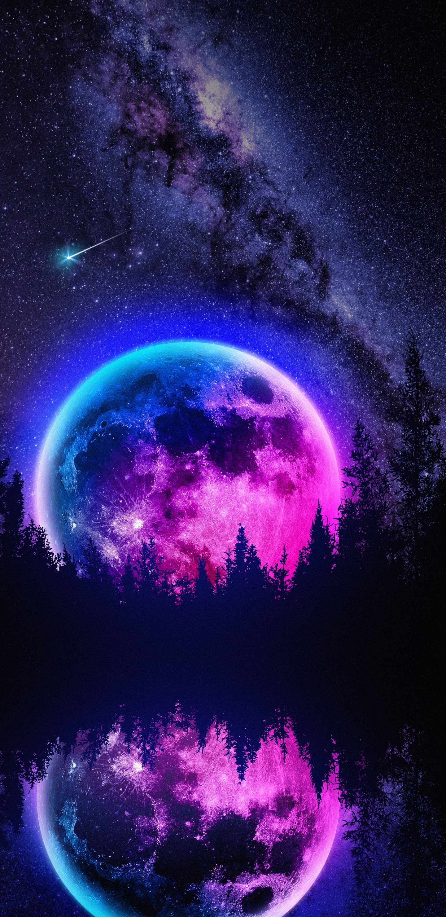 Обои суперлуние, луна, земля, планета, атмосфера в разрешении 1440x2960