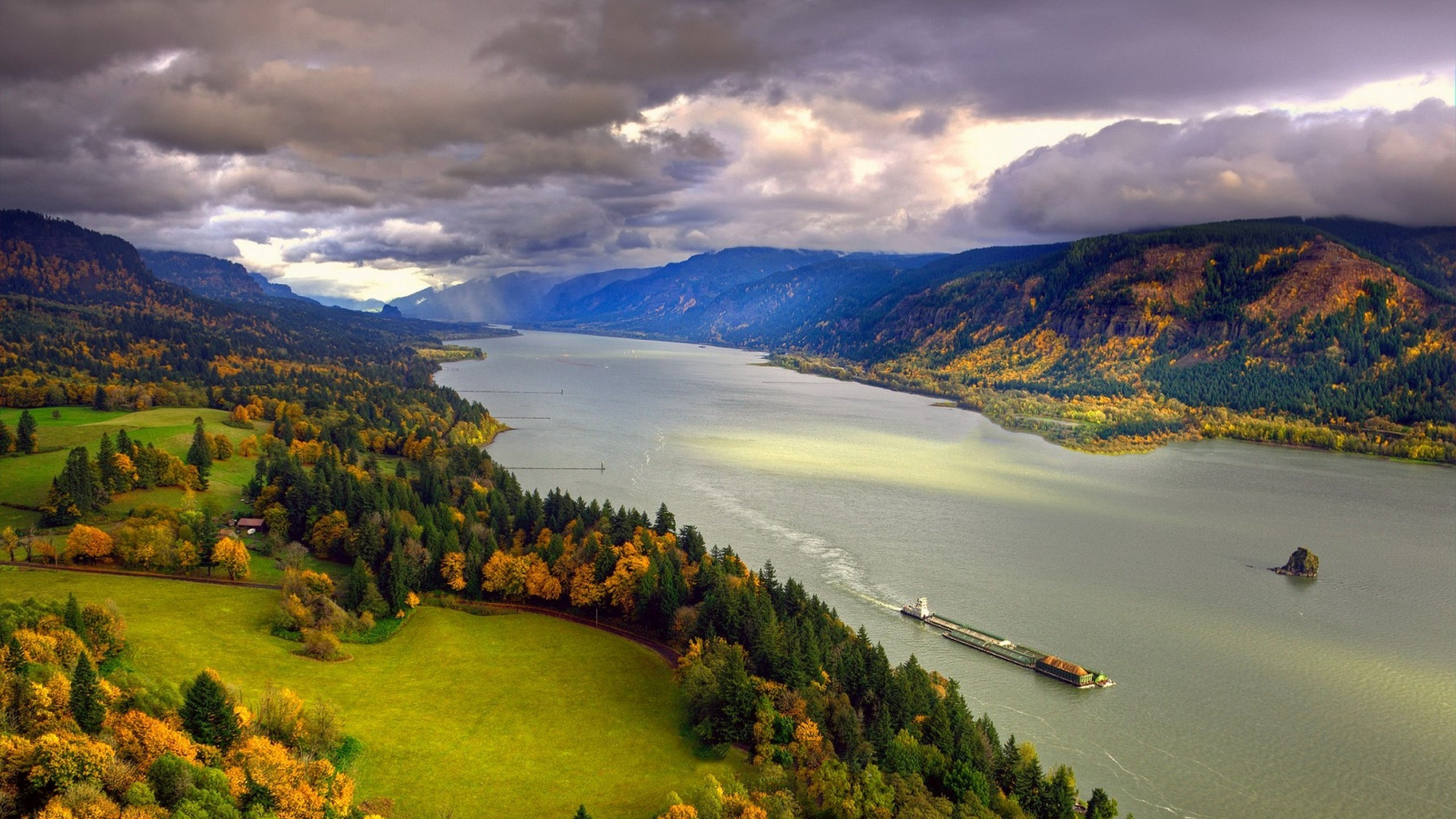 Обои река Колумбия, Малтнома-Фолс, Худ-Ривер, природа, нагорье в разрешении 2560x1440