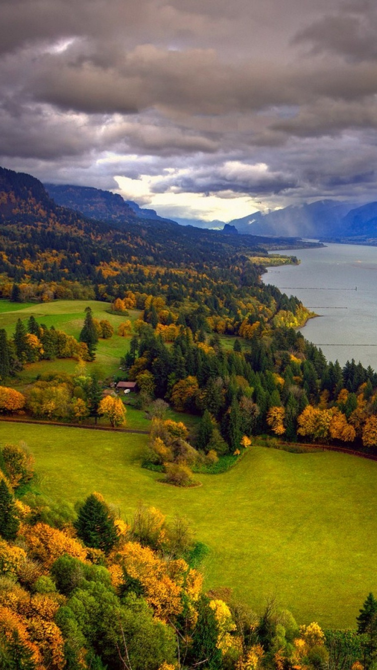 Обои река Колумбия, Малтнома-Фолс, Худ-Ривер, природа, нагорье в разрешении 750x1334