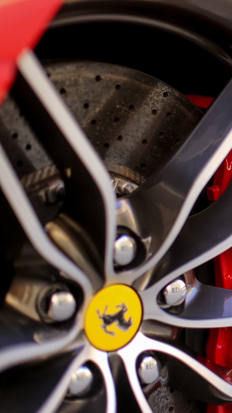 Обои спорткар, Феррари 458, Энзо Феррари, Литые диски, красный цвет в разрешении 750x1334