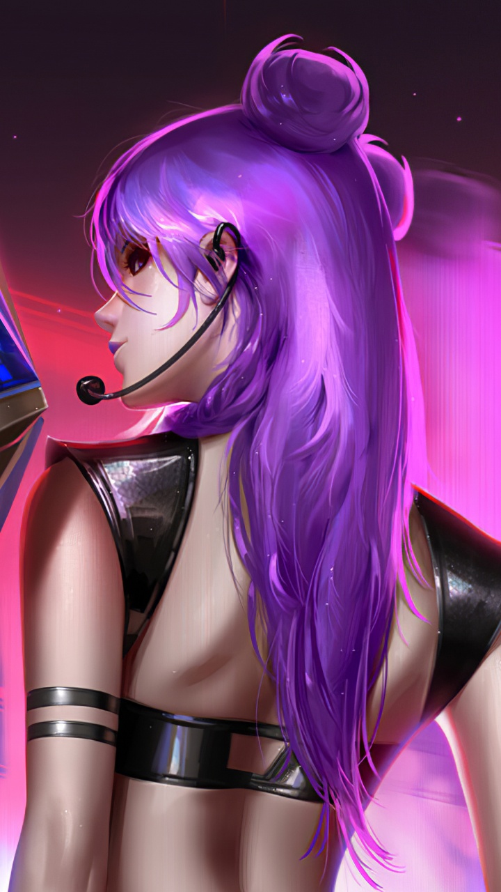Обои аниме, пурпурный цвет, графика, арт, пурпур в разрешении 720x1280