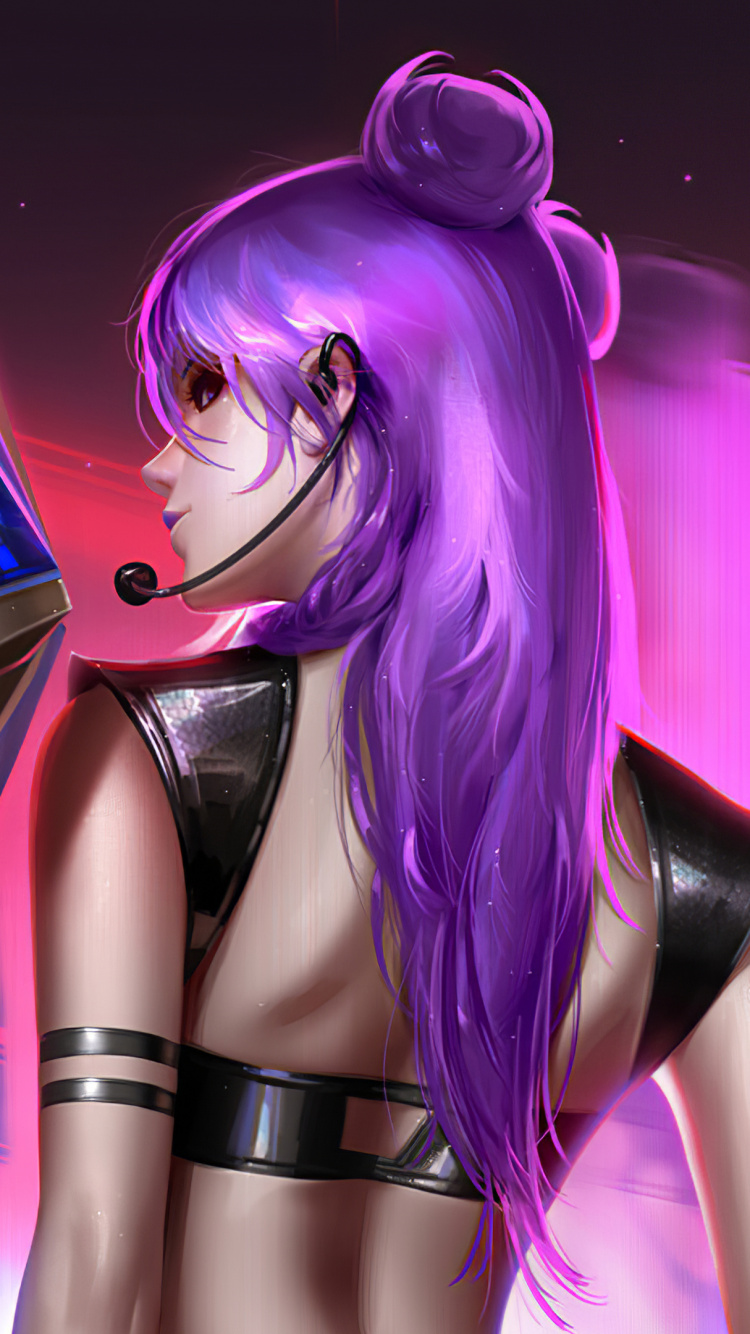 Обои аниме, пурпурный цвет, графика, арт, пурпур в разрешении 750x1334