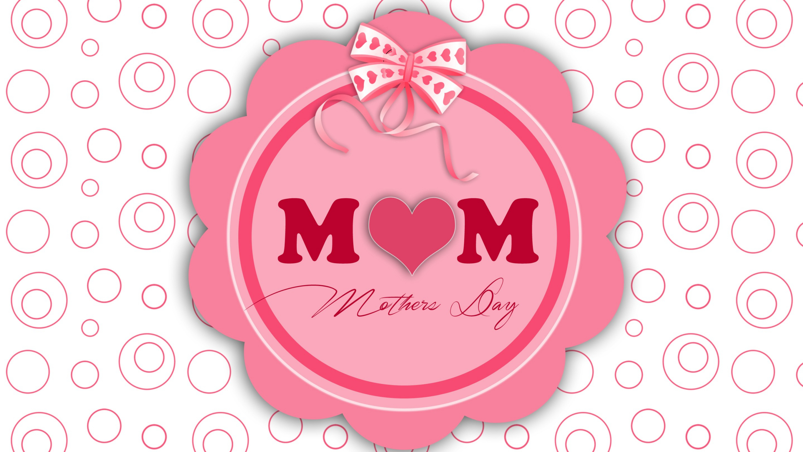 Обои День Матери, розовый, текст, сердце, картинка в разрешении 2560x1440
