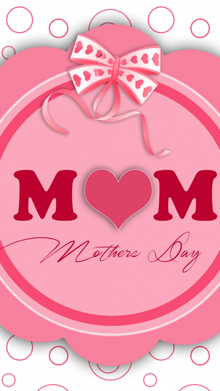 Обои День Матери, розовый, текст, сердце, картинка в разрешении 750x1334