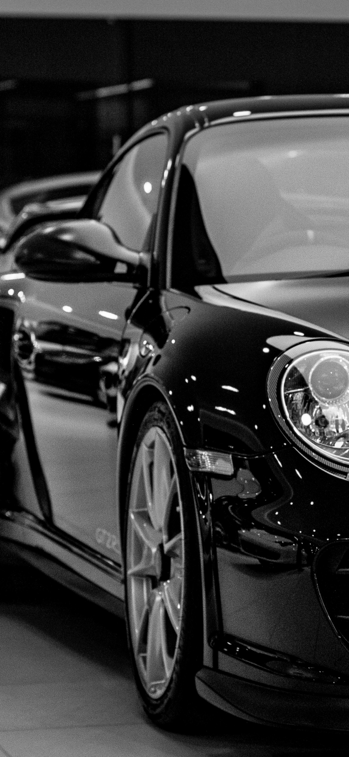 Обои суперкар, черный, спорткар, автомобиль, моторный транспорт в разрешении 1125x2436